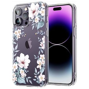 Elegant Floral Clear Silicone Case Apple iPhone 14 Pro Max